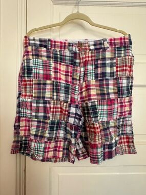J. Crew Multicolor Plaid Floral Shorts - Pink, Green & Yellow